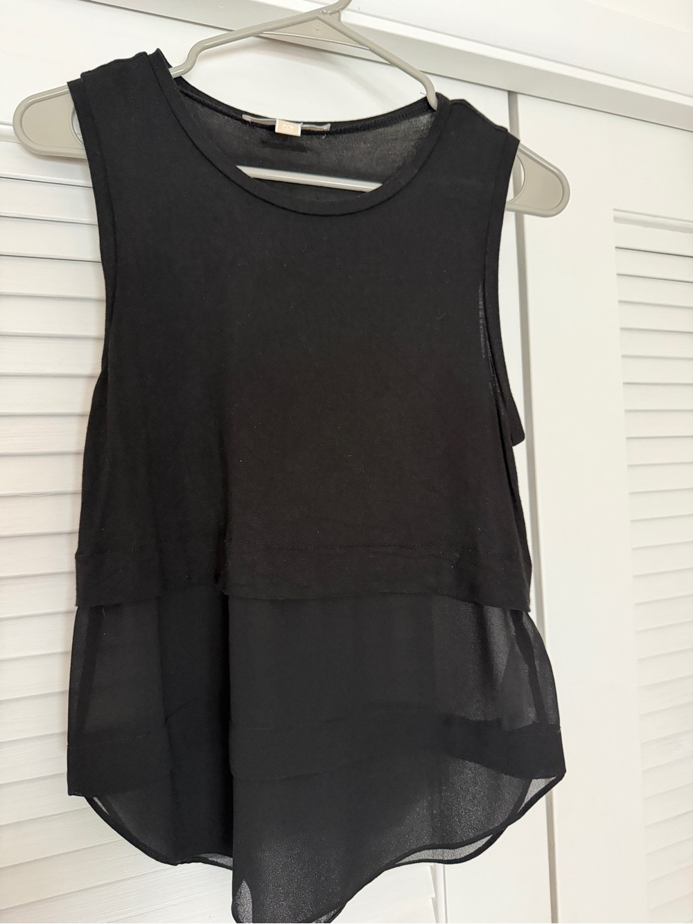 Michael Kors Black Layered Chiffon-Trim Sleeveless Top P/S